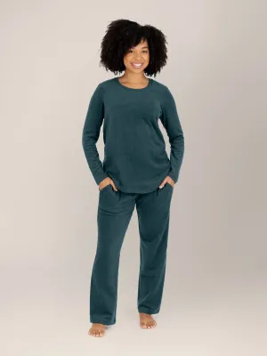 Fleece Nursing & Maternity Pajama Set | Evergreen