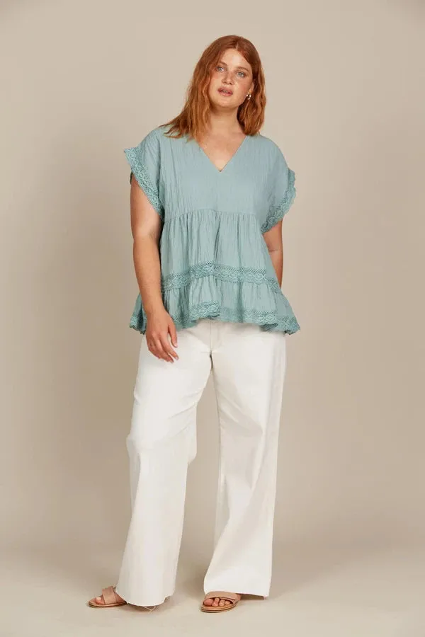 Fleur VNeck Top  Seafoam