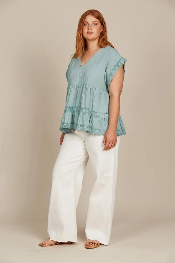 Fleur VNeck Top  Seafoam