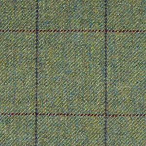 Green with Wine and Navy Blue Window Pane Check All Wool British Tweed