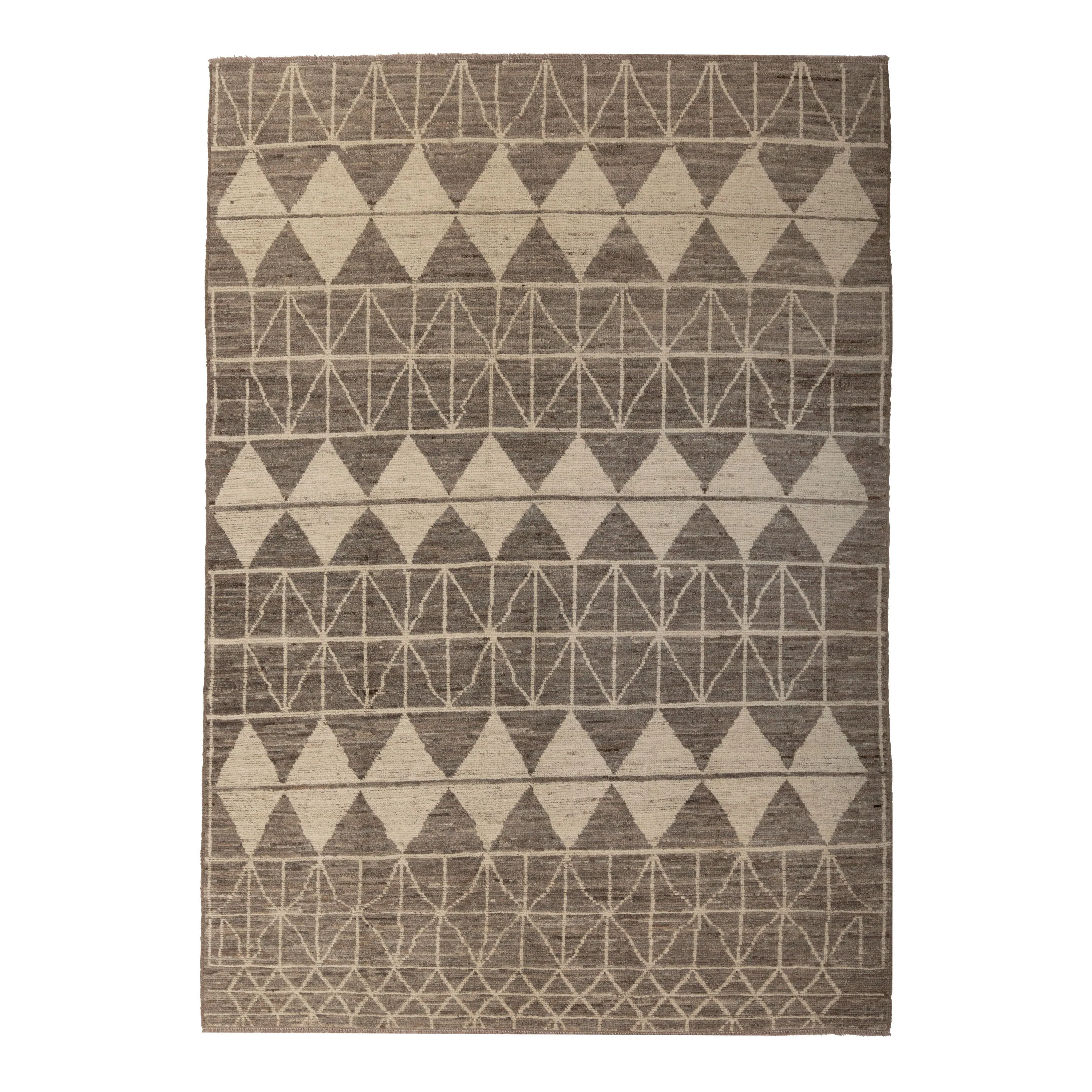 Grey & Cream Zameen Wool Rug - 6'2" x 9'1"