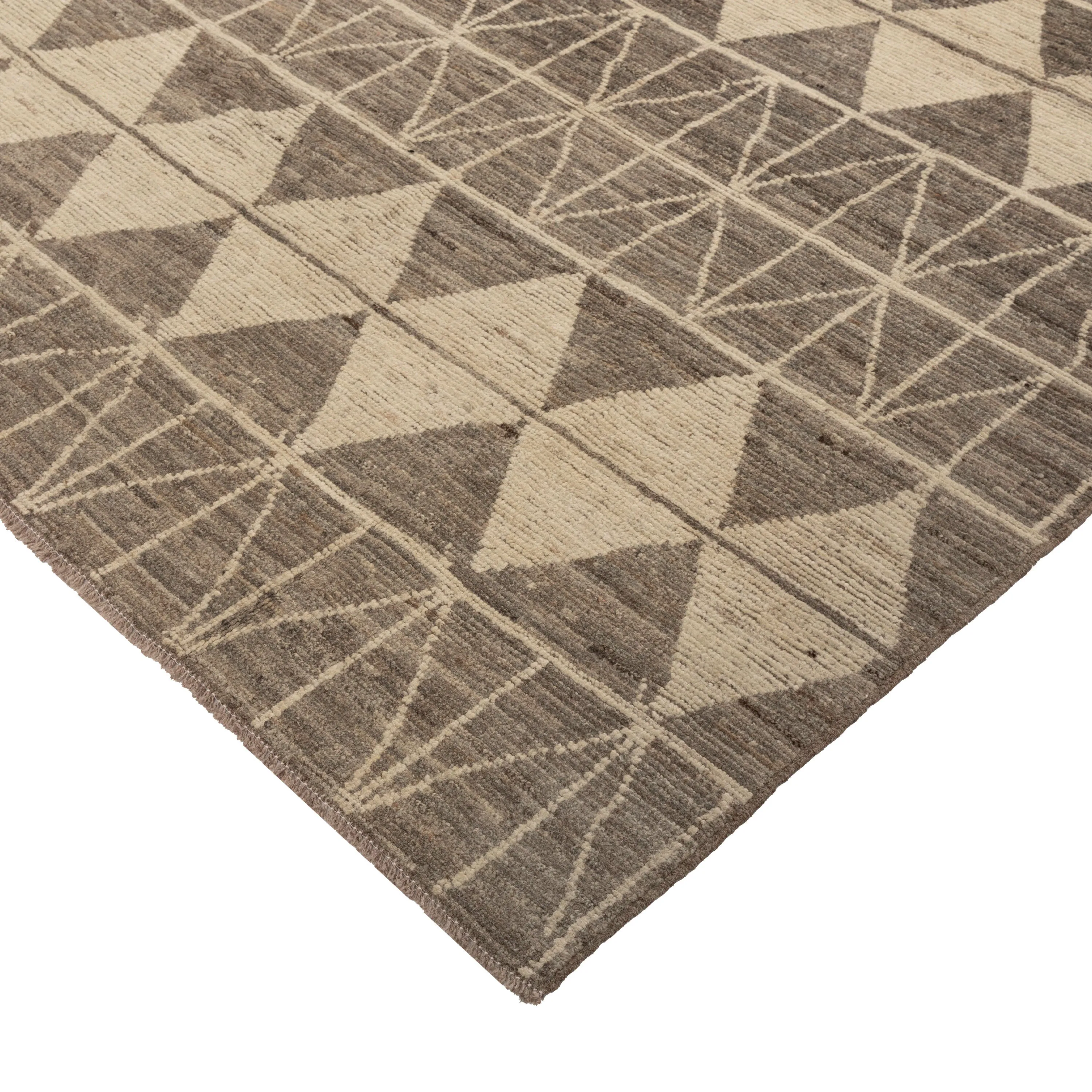 Grey & Cream Zameen Wool Rug - 6'2" x 9'1"