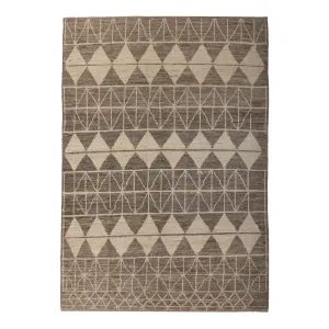 Grey & Cream Zameen Wool Rug - 6'2" x 9'1"