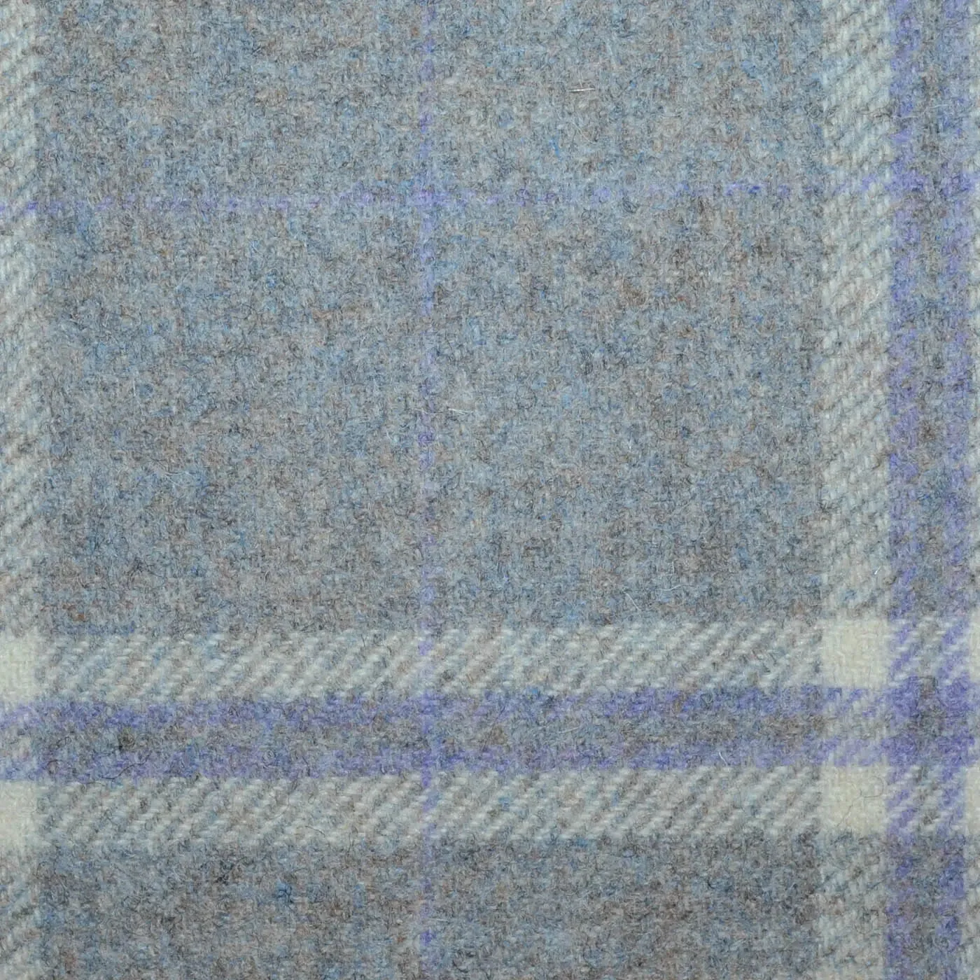 Grey and Beige with Ecru and Lilac Twin Check All Wool Tweed Coating