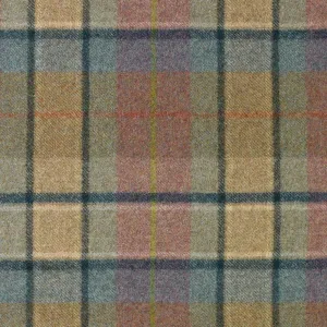 Heather and Brown with Aqua Blue, Teal and Lime Plaid Check Coating