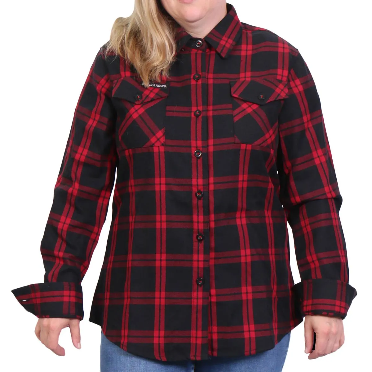 Hot Leathers FLL3009 Ladies Black and Red Flannel Long Sleeve Shirt