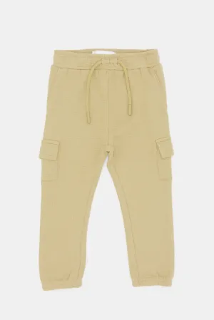 Infant Boys Beige Jacquard Active Pants