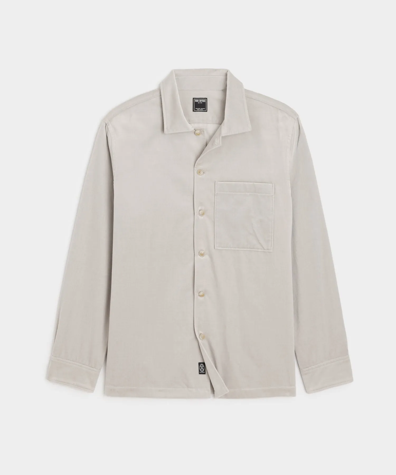 Italian Velvet Overshirt in Dove Grey