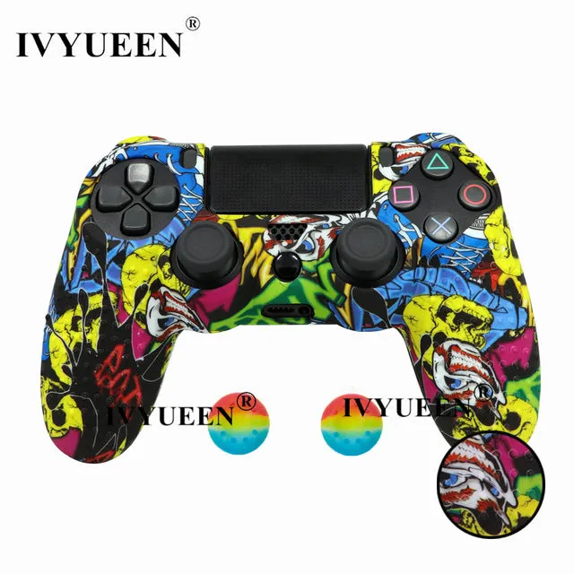 IVYUEEN 25 Colors Anti Slip Silicone Protective Skin Case For Sony PlayStation 4 PS4 DS4 Pro Slim Controller Thumb Grip Caps