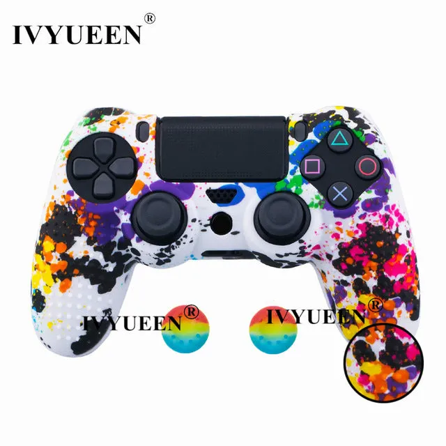 IVYUEEN 25 Colors Anti Slip Silicone Protective Skin Case For Sony PlayStation 4 PS4 DS4 Pro Slim Controller Thumb Grip Caps