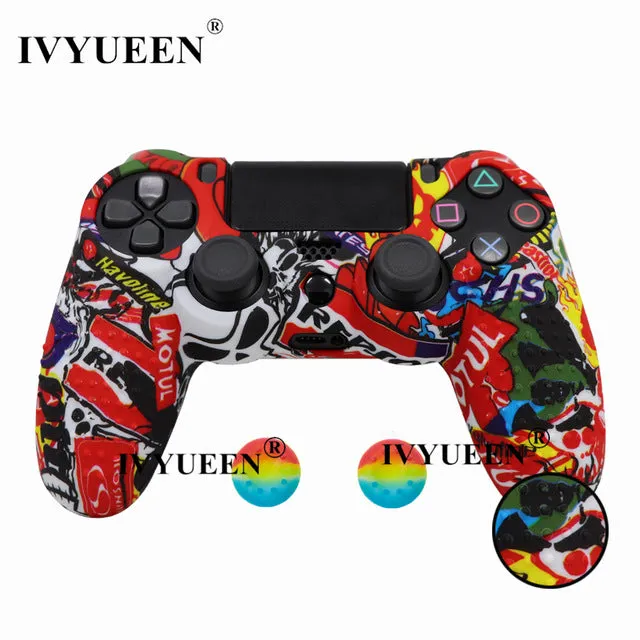 IVYUEEN 25 Colors Anti Slip Silicone Protective Skin Case For Sony PlayStation 4 PS4 DS4 Pro Slim Controller Thumb Grip Caps