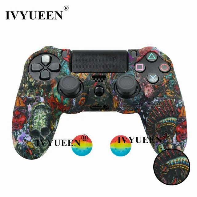 IVYUEEN 25 Colors Anti Slip Silicone Protective Skin Case For Sony PlayStation 4 PS4 DS4 Pro Slim Controller Thumb Grip Caps