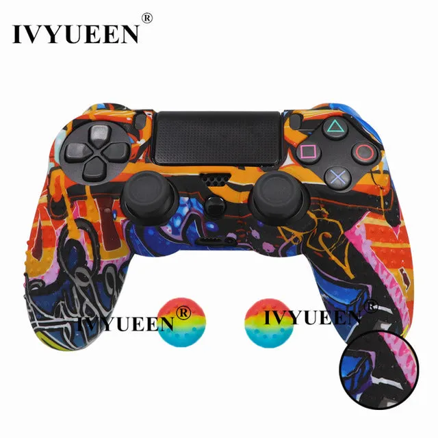 IVYUEEN 25 Colors Anti Slip Silicone Protective Skin Case For Sony PlayStation 4 PS4 DS4 Pro Slim Controller Thumb Grip Caps