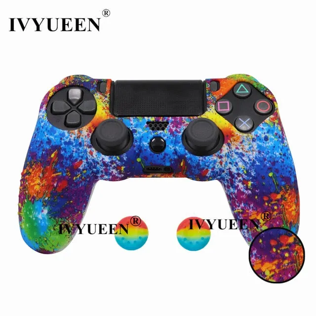 IVYUEEN 25 Colors Anti Slip Silicone Protective Skin Case For Sony PlayStation 4 PS4 DS4 Pro Slim Controller Thumb Grip Caps