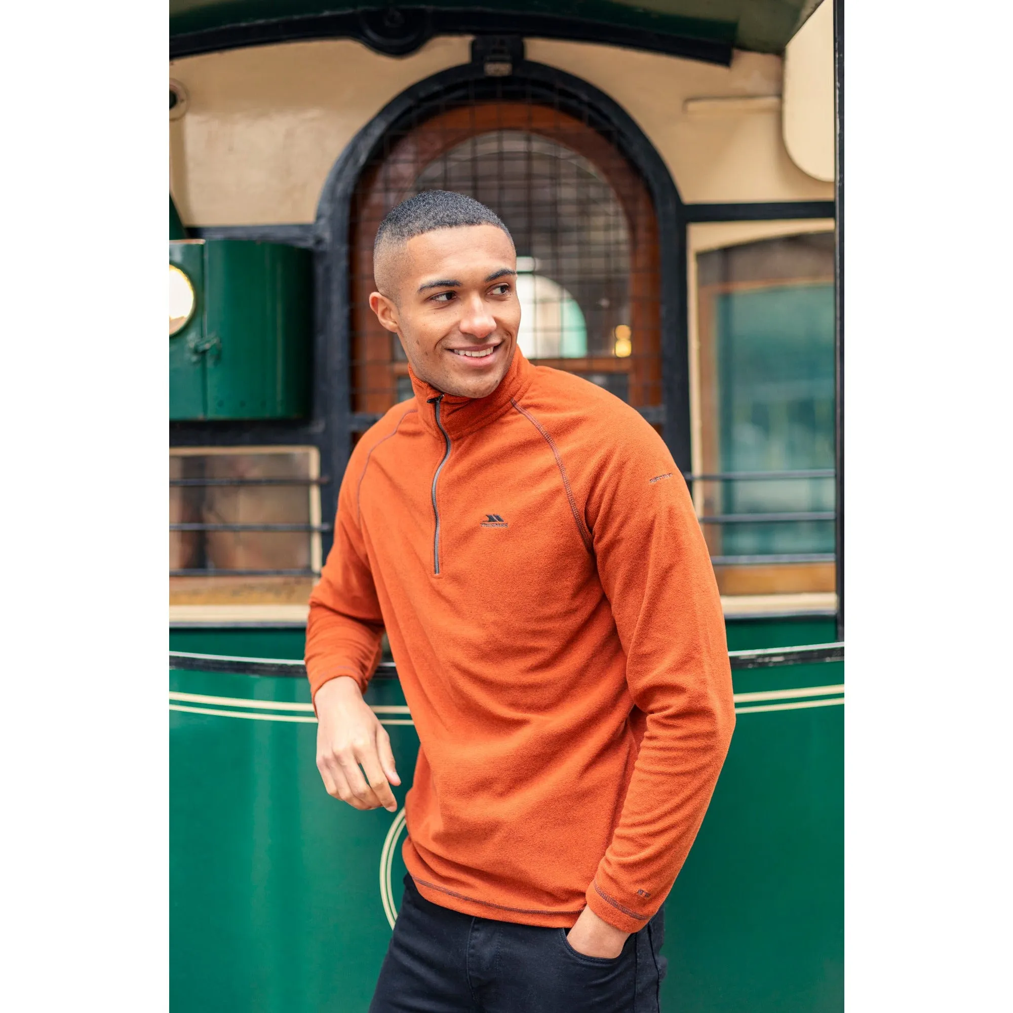 Keynote Men's Half Zip Fleece Top in Burnt Orange