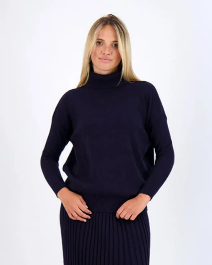 KNIT TURTLENECK-NAVY