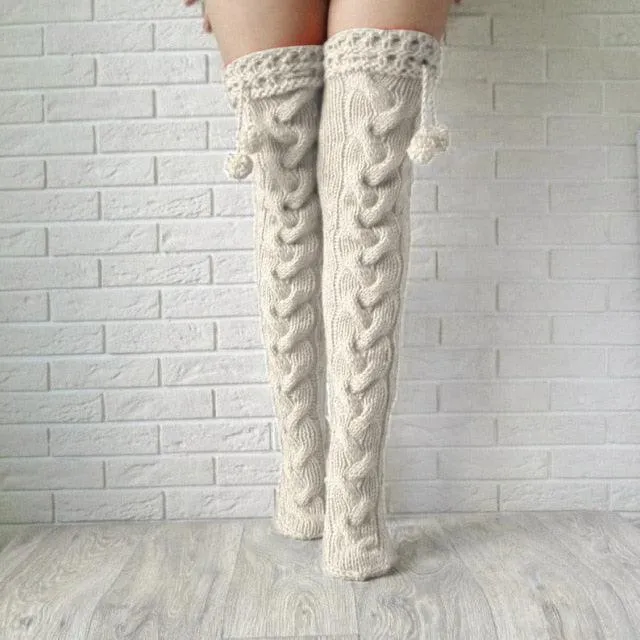 Leg Warmers Knit Socks Warm Boot Cuffs