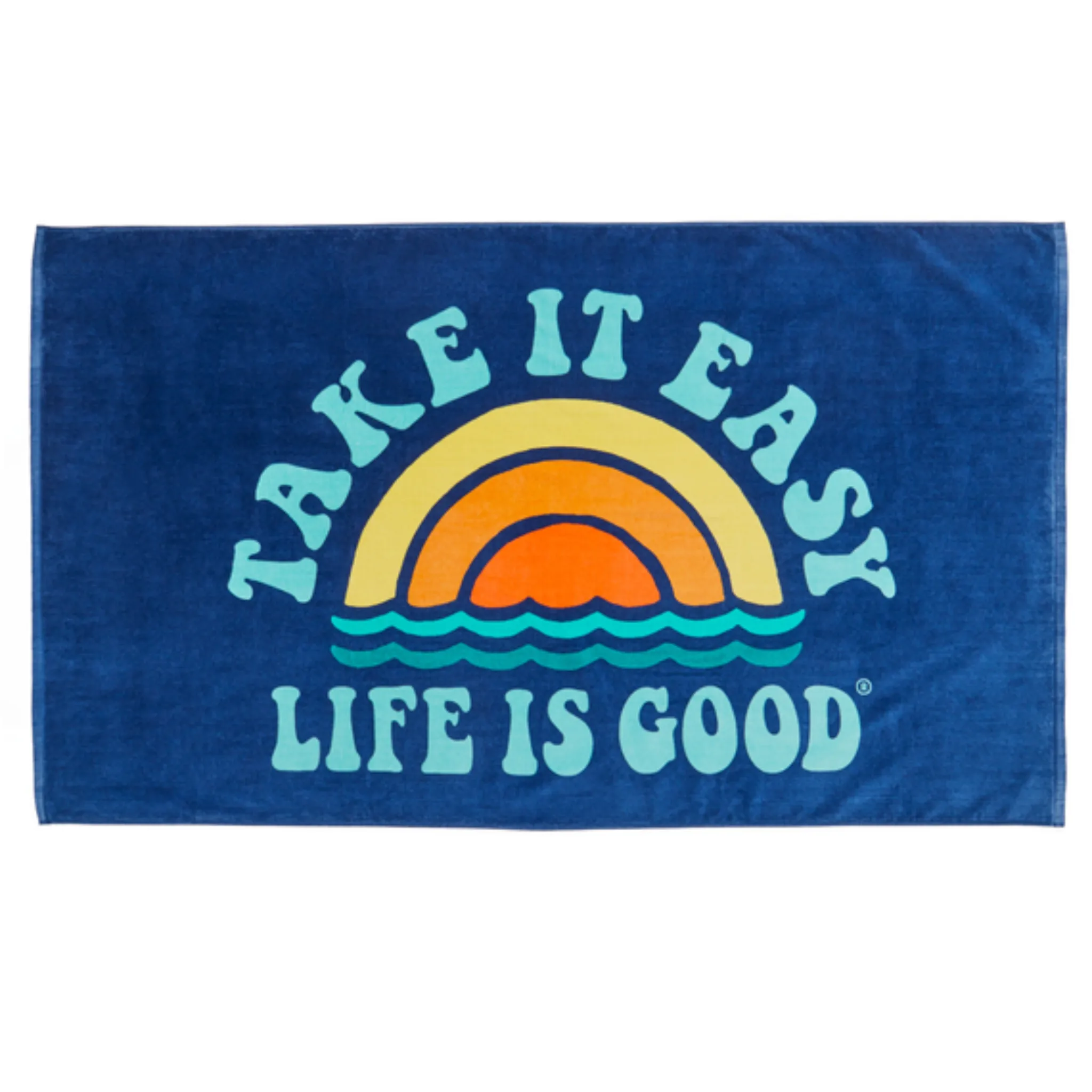 Life Is Good Rainbow Waves Take It Easy Beach Towel