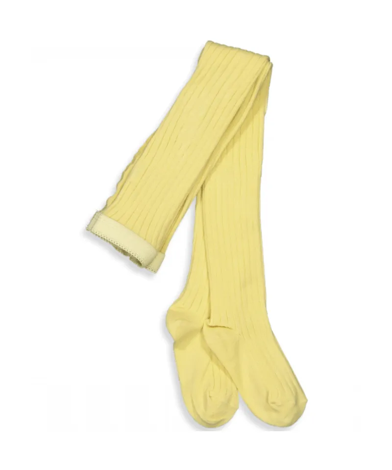 Light Yellow Cotton Rib Tights by mp Denmark