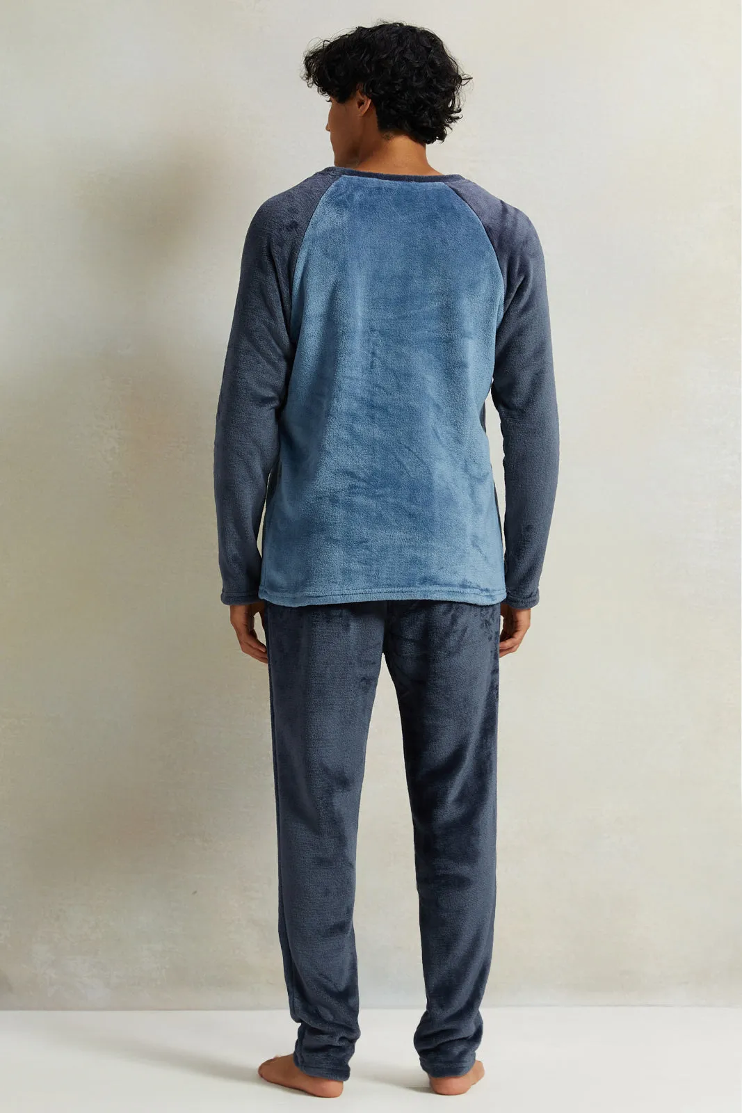 Men Blue Soft Fleece Pyjama Set (2 Piece)