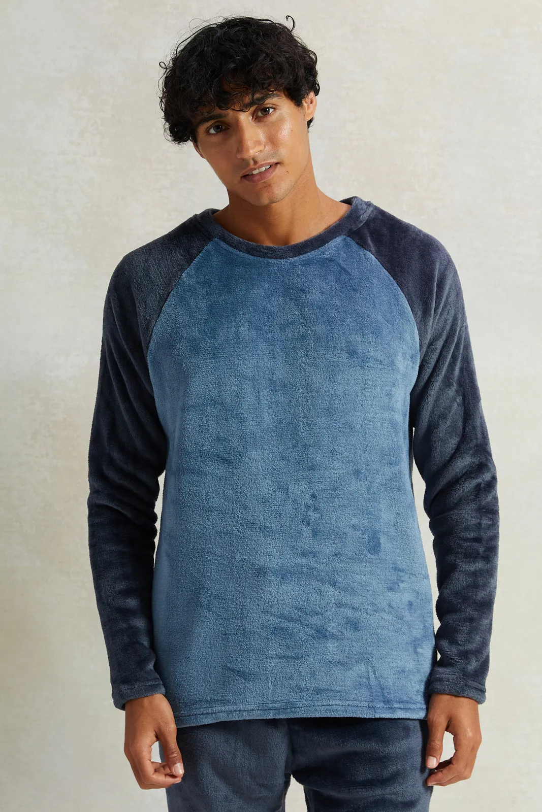 Men Blue Soft Fleece Pyjama Set (2 Piece)