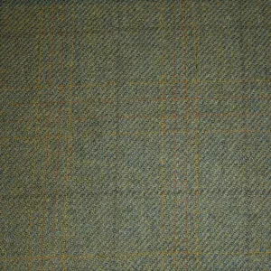 Moss Green with Brown & Orange Quad Check Tweed