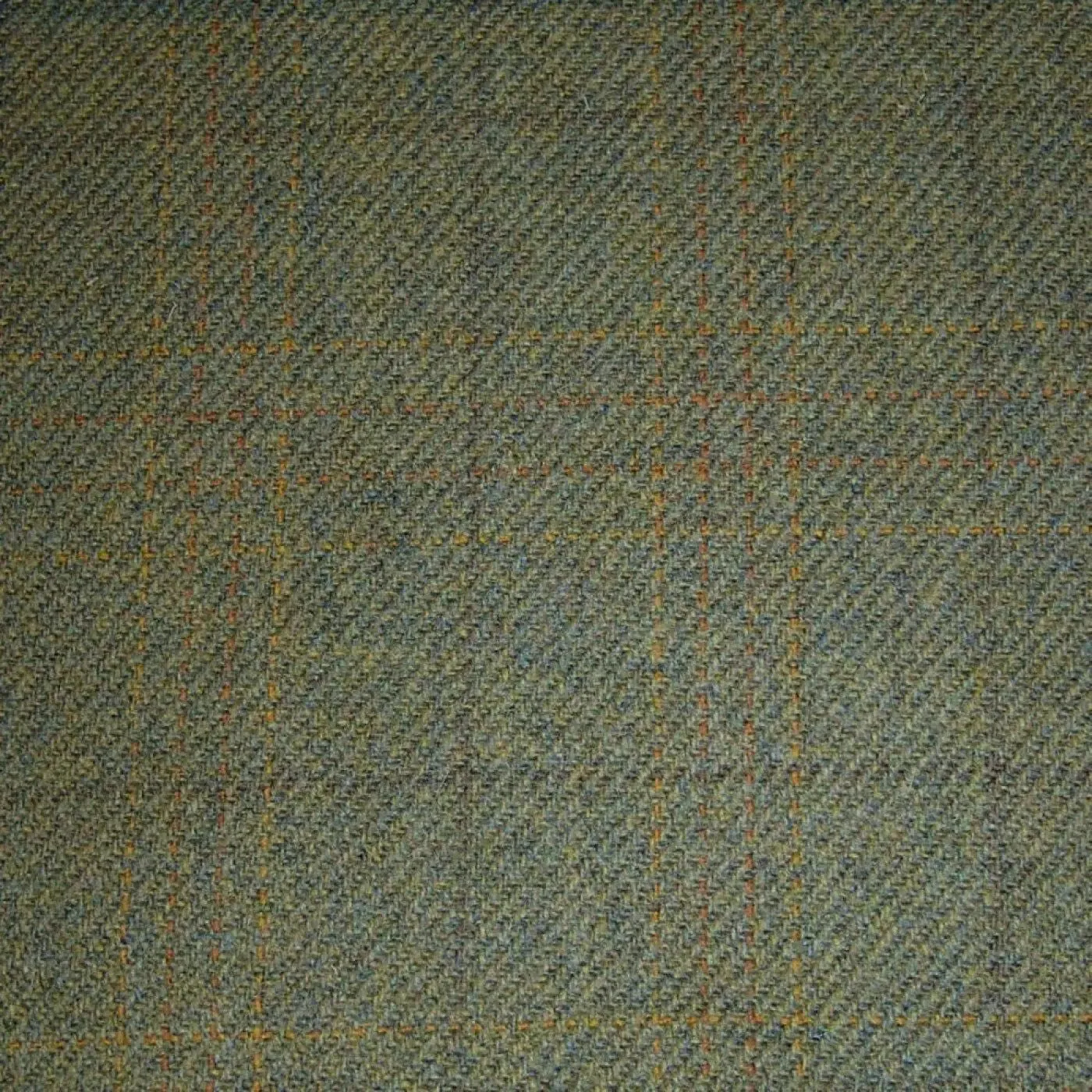 Moss Green with Brown & Orange Quad Check Tweed