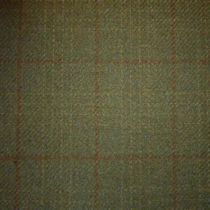 Moss Green with Orange & Beige Check Tweed