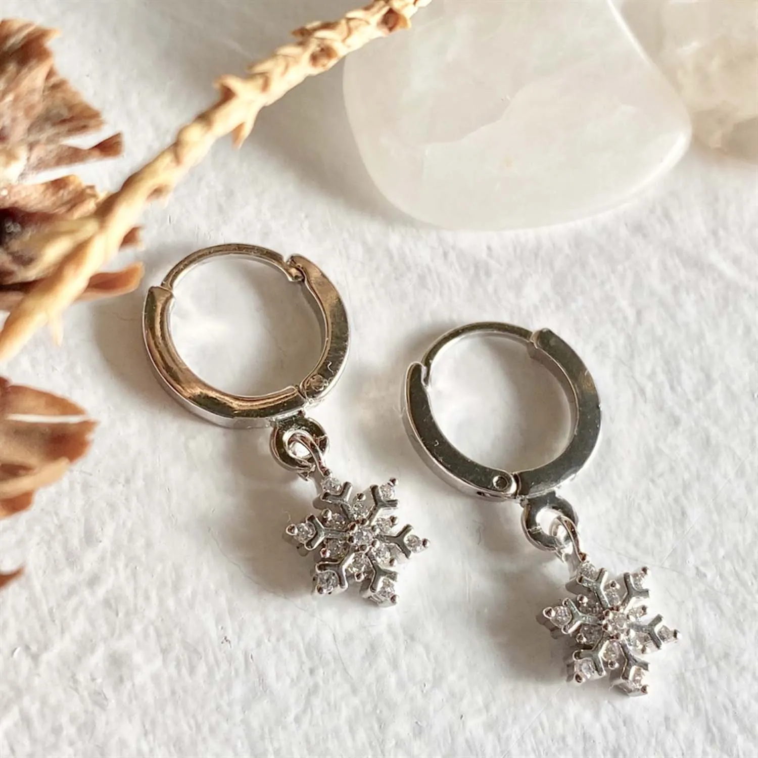 Norquay Snowflake Charm Hoop Earrings