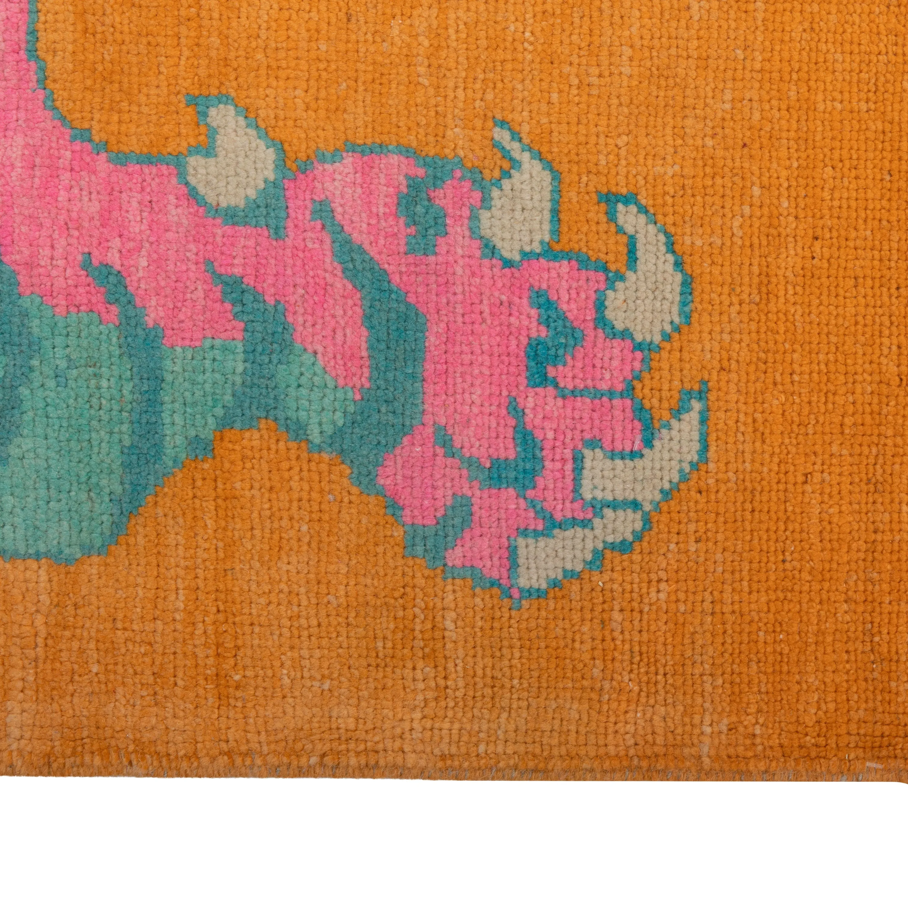 Orange Contemporary Tiger Wool Rug - 5'7" x 7'12"