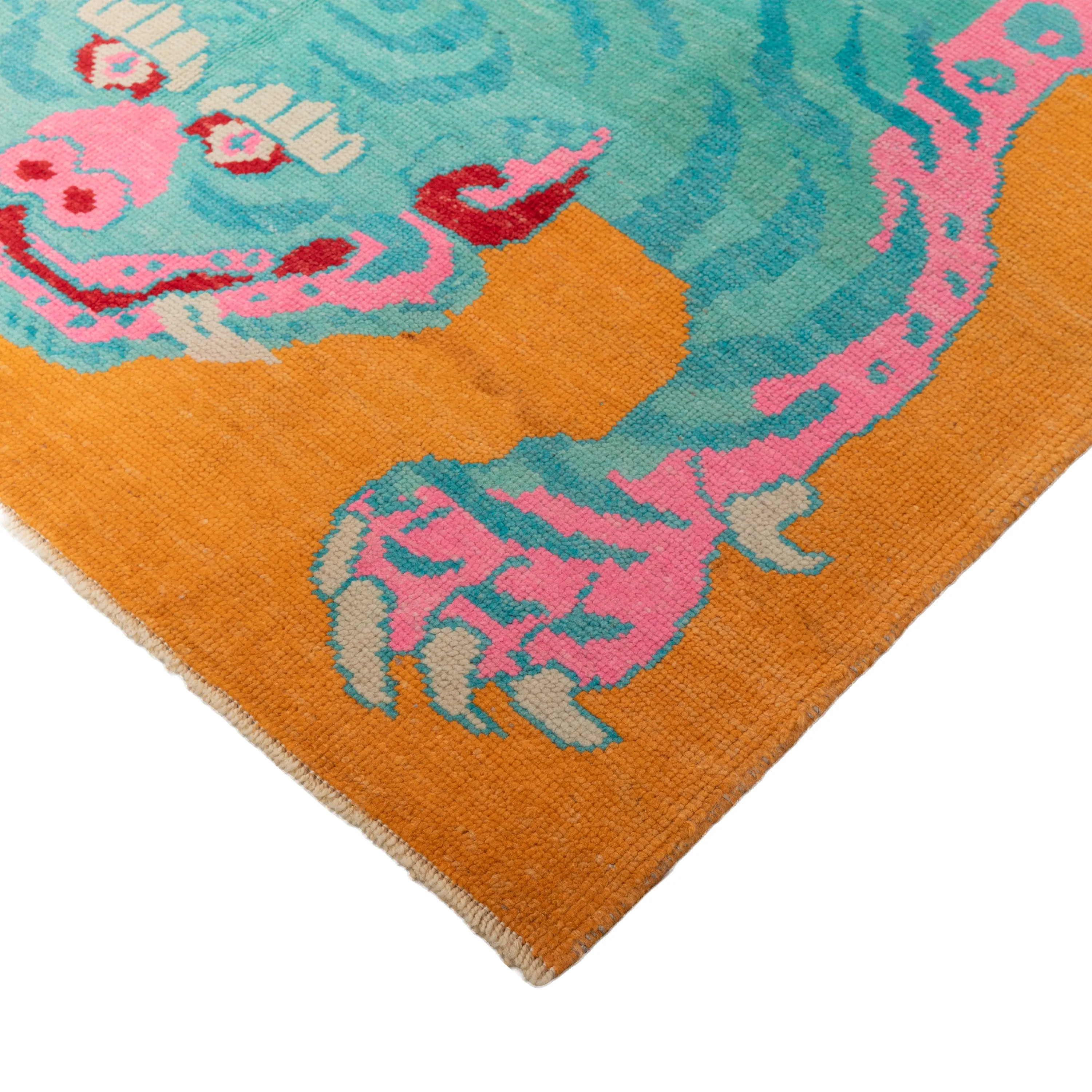 Orange Contemporary Tiger Wool Rug - 5'7" x 7'12"