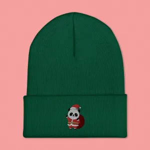 Panda Santa Embroidered Beanie