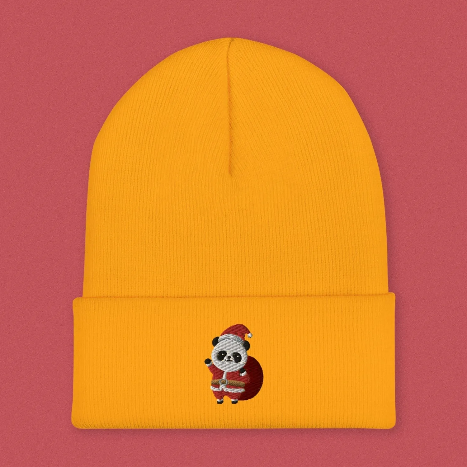 Panda Santa Embroidered Beanie