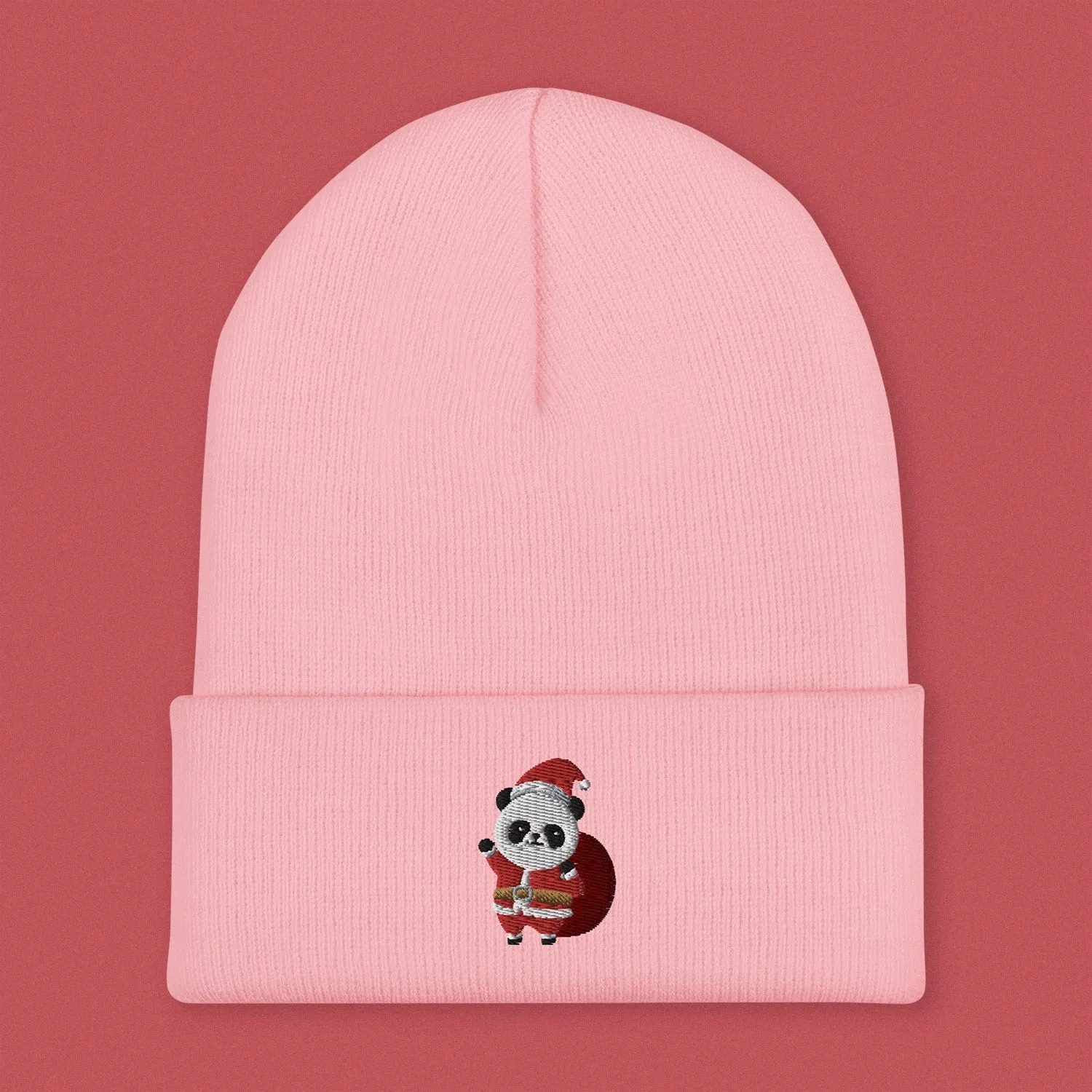 Panda Santa Embroidered Beanie