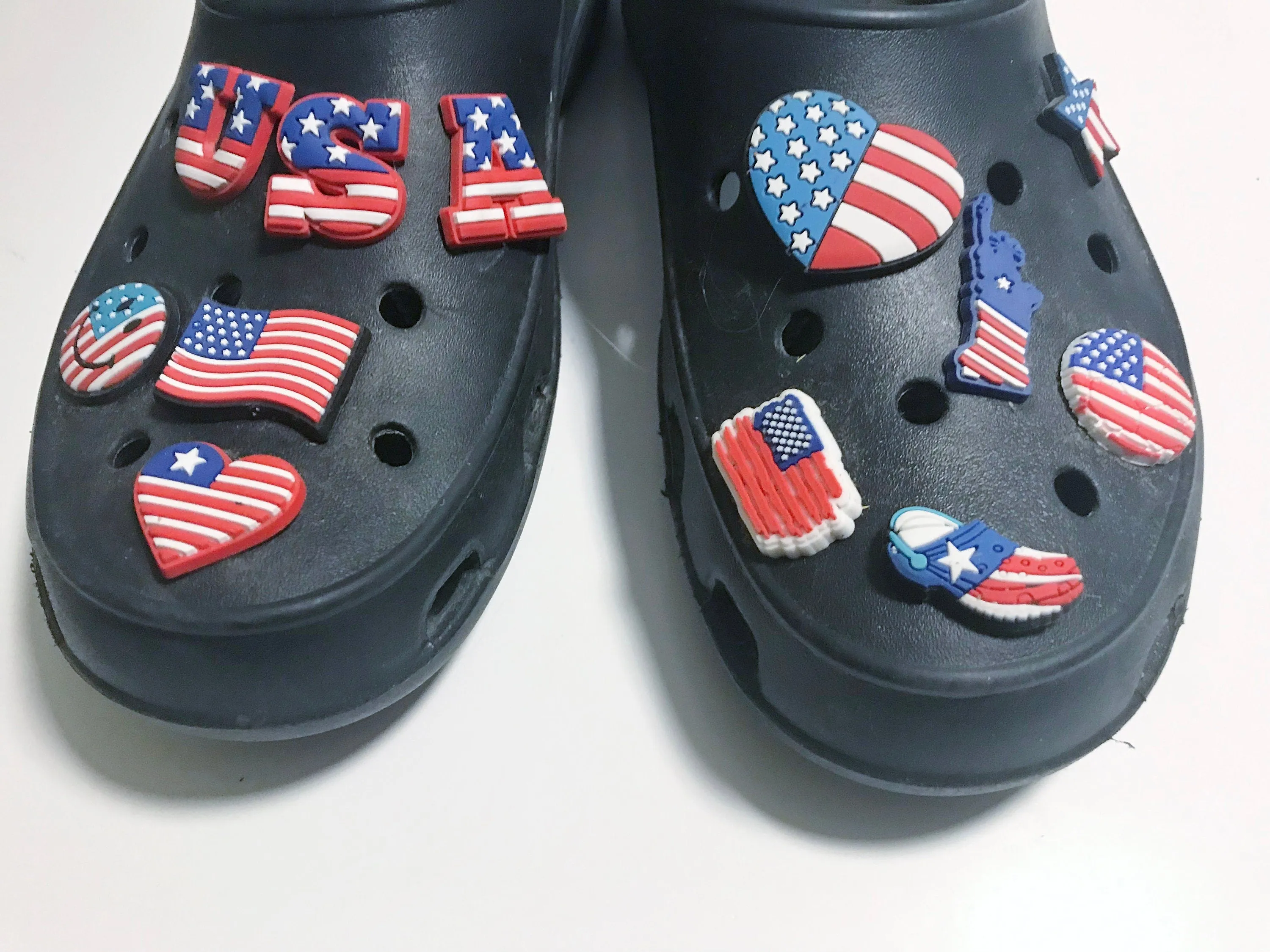 Patriotic shoe charms, stars & stripes, July 4th