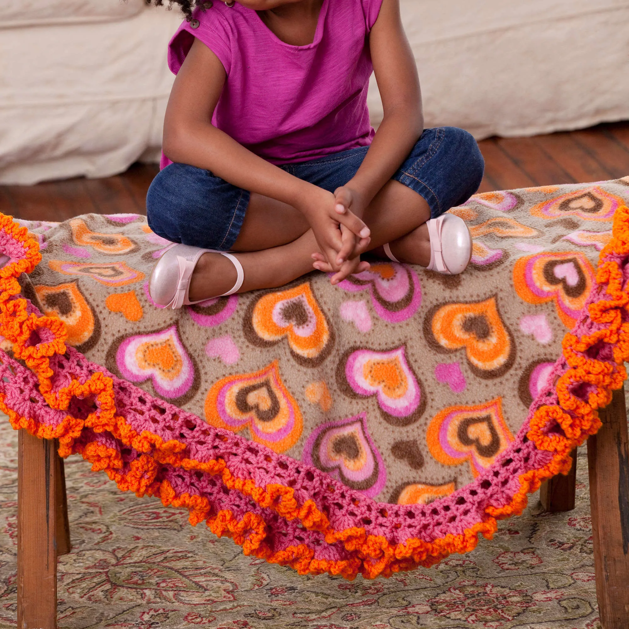 Red Heart Girlie Fleece Crochet Blanket Edging