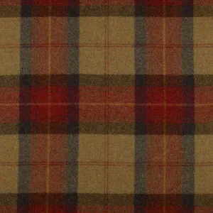 Red with Green, Navy & Tan Plaid Check Coating