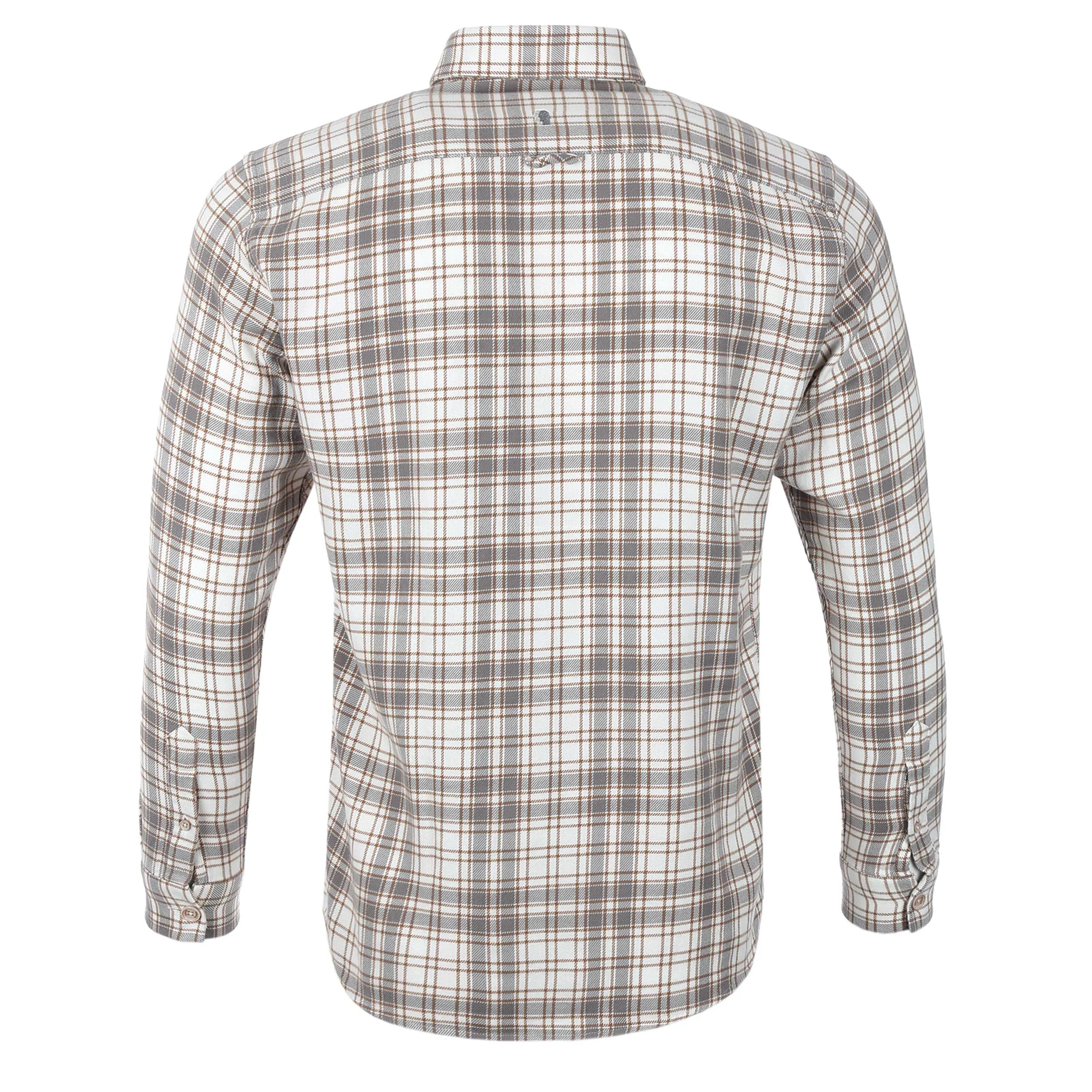 Remus Uomo Check Overshirt in White Tan Check