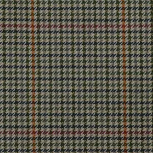 Sage Green and Beige Dogtooth with Red & Orange Window Check All Wool Jacketing