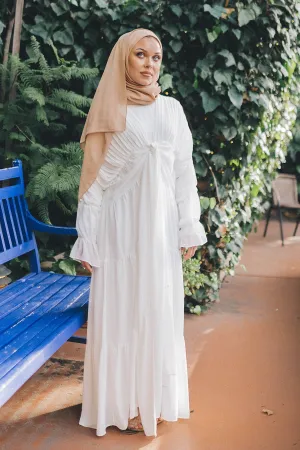 Saleema Chiffon Open Abaya- Off White