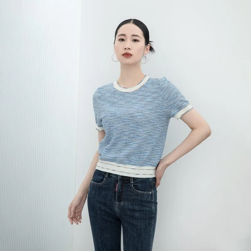 Sea Foam Short Sleeve Knitted T-shirts