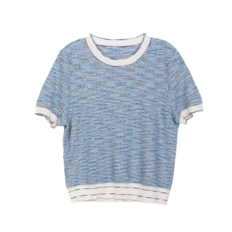 Sea Foam Short Sleeve Knitted T-shirts