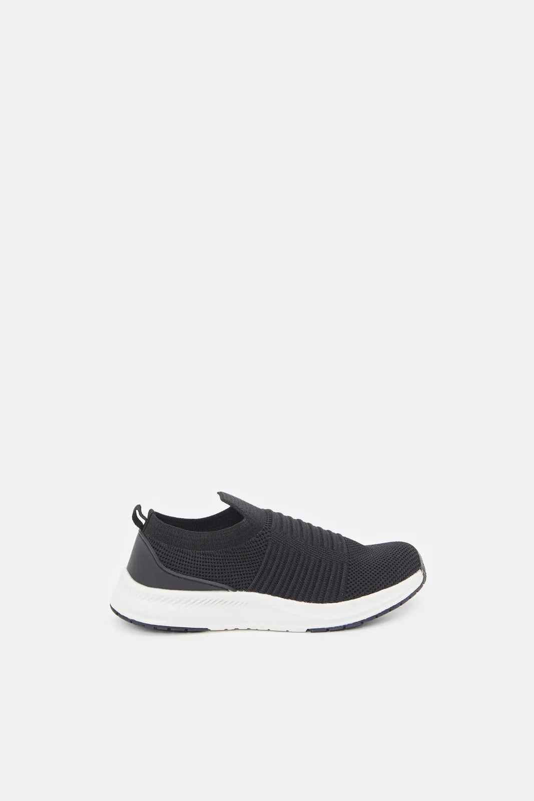 Senior Boys Black Knit Slip On