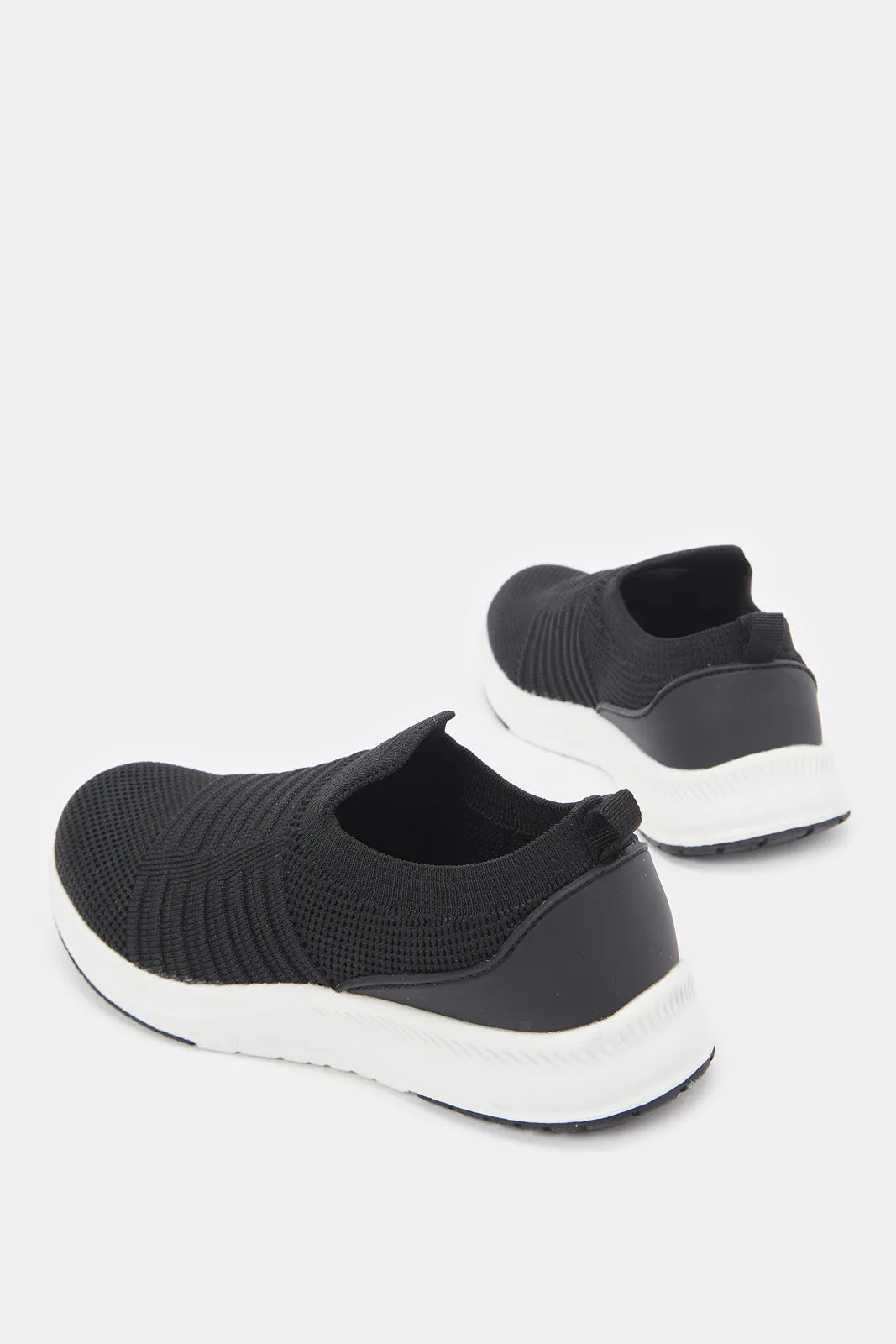 Senior Boys Black Knit Slip On