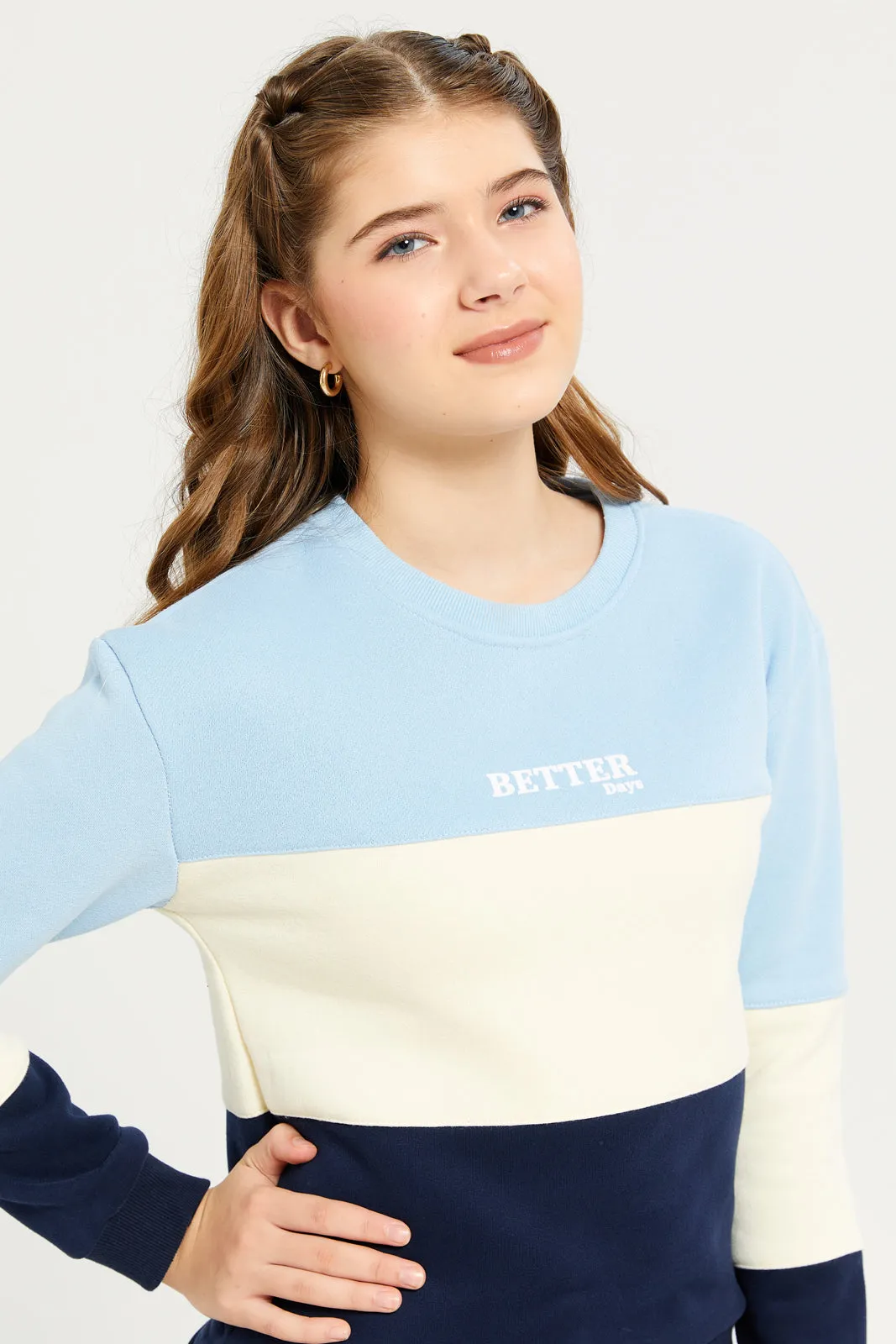 Senior Girls Multicolour Striped Sweatshirt