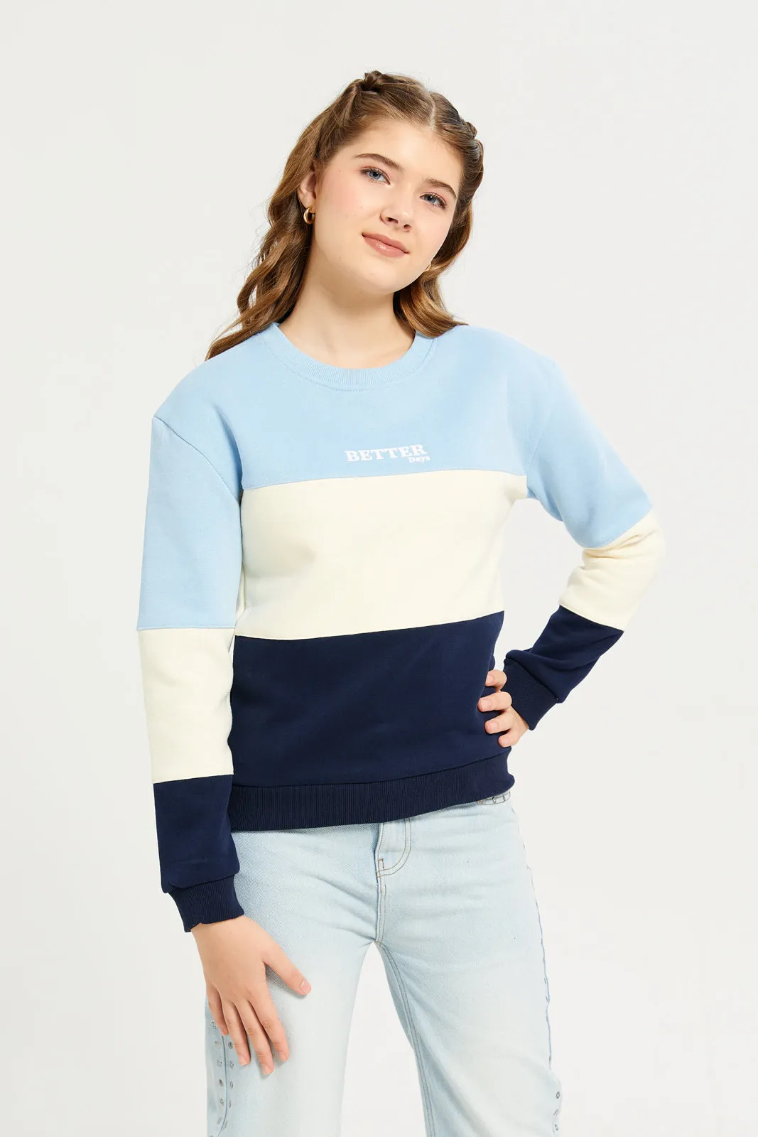 Senior Girls Multicolour Striped Sweatshirt