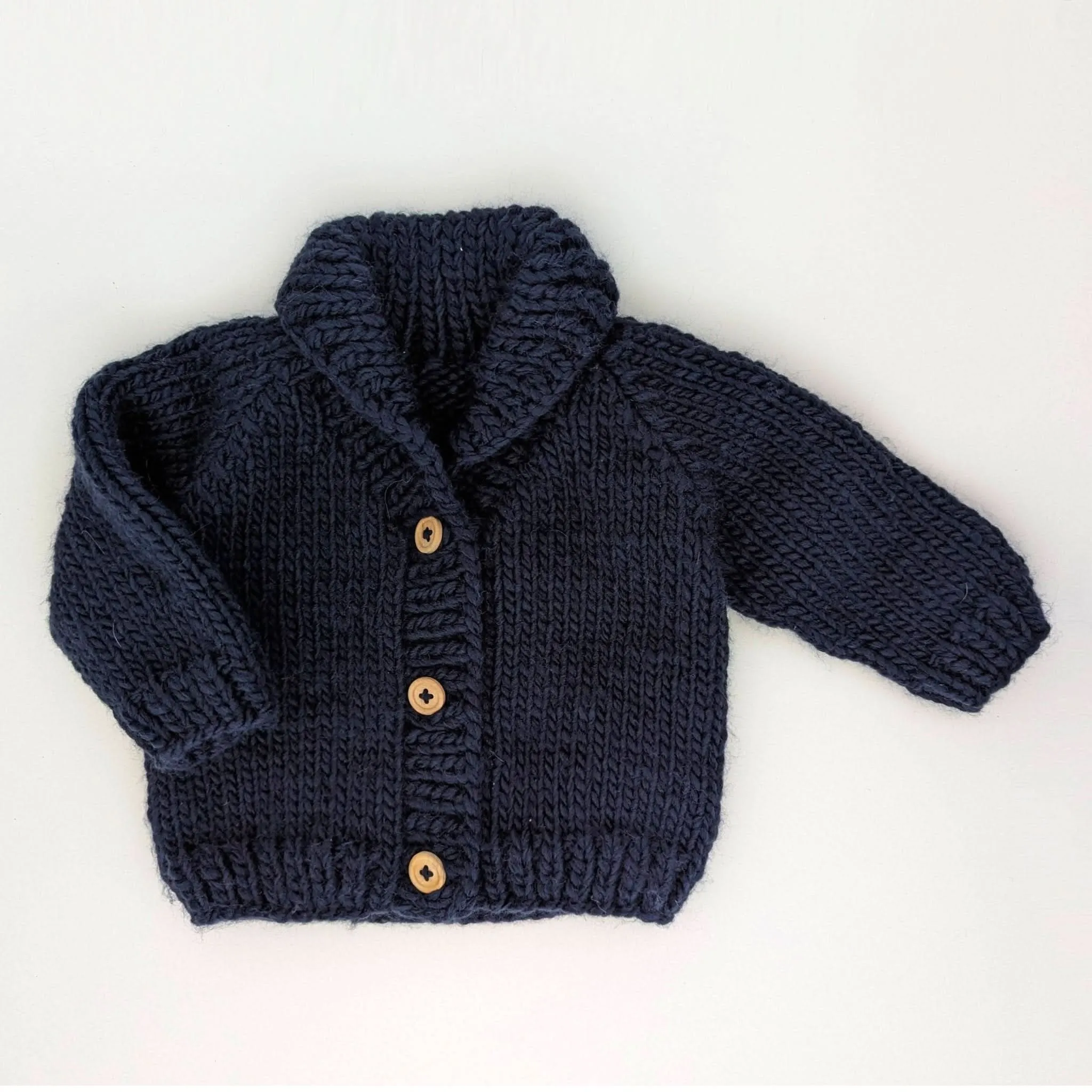 Shawl Collar Indigo Cardigan Sweater (18-24)