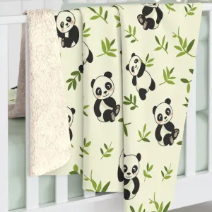 Sherpa Fleece Blanket with Cute Baby Panda Bear Design, 50×60" Cozy Blanket