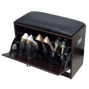 Shoe Storage Benches with PU seat  - Brown