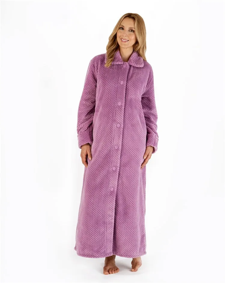 Slenderella Luxury Waffle Fleece Full Button Front Dressing Gown 52"